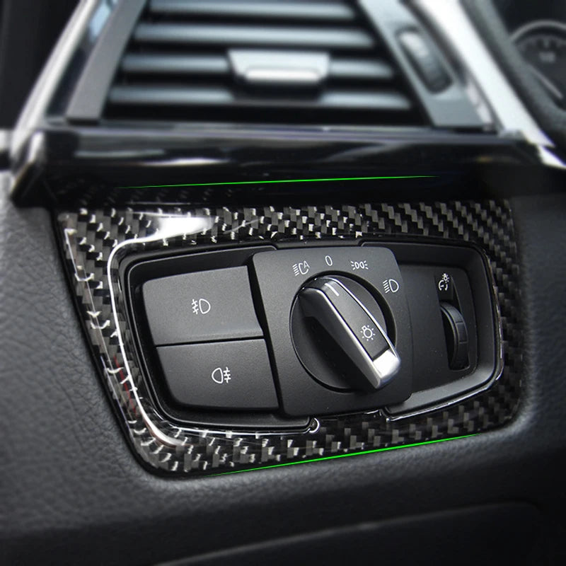 Carbon Fibre Interior Headlight Switch Frame Sticker Trim for BMW 3 Series F30 / 4 Series F32/F33