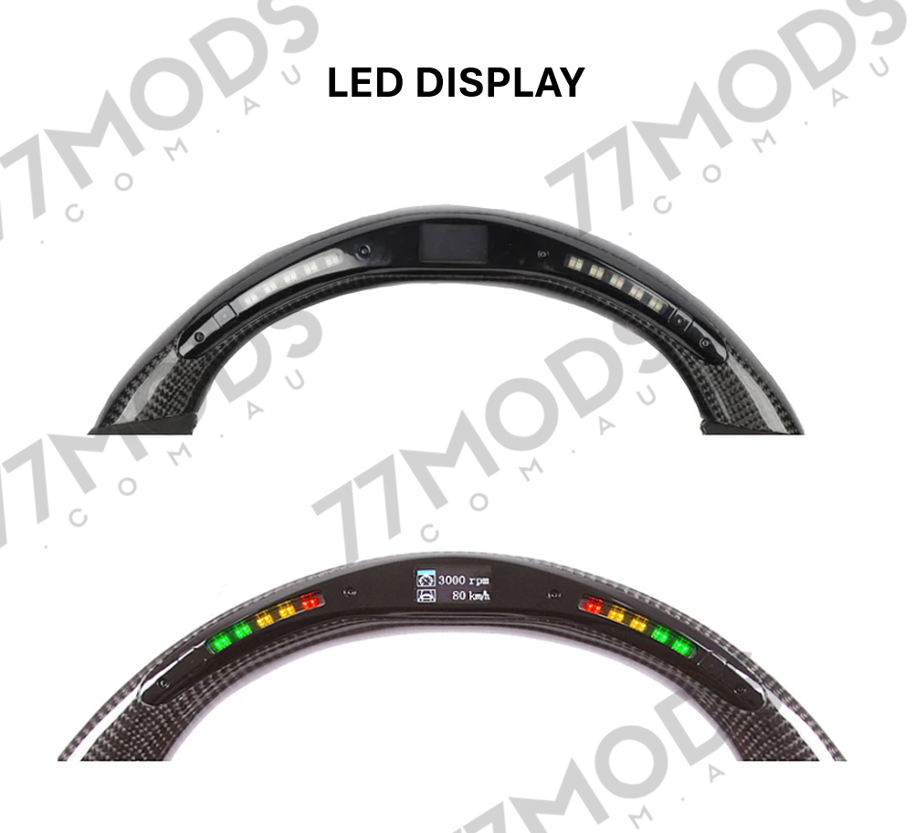 77MODS BMW M Style Customisable Carbon Fibre / Alcantara / LED Steering Wheel
