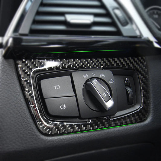 Carbon Fibre Interior Headlight Switch Frame Sticker Trim for BMW 3 Series F30 / 4 Series F32/F33
