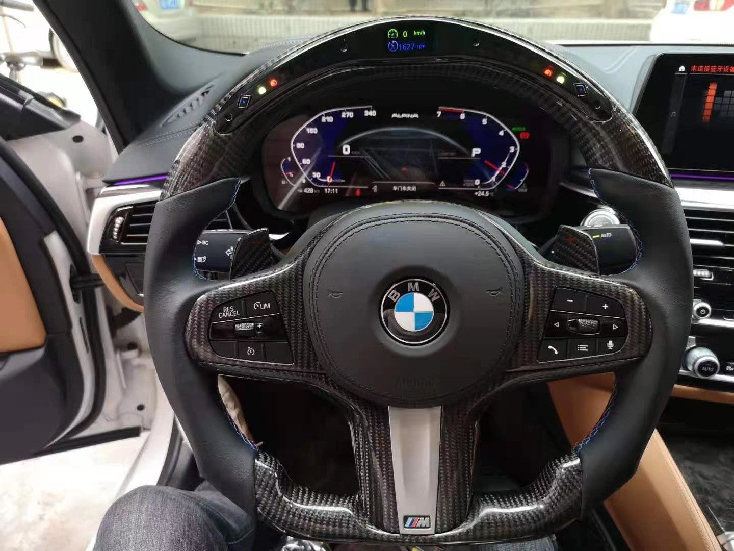 77MODS BMW M Style Customisable Carbon Fibre / Alcantara / LED Steering Wheel