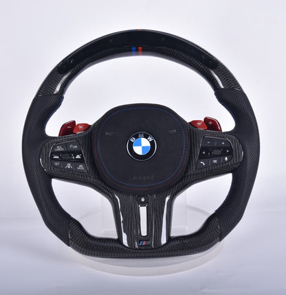 77MODS BMW M Style Customisable Carbon Fibre / Alcantara / LED Steering Wheel