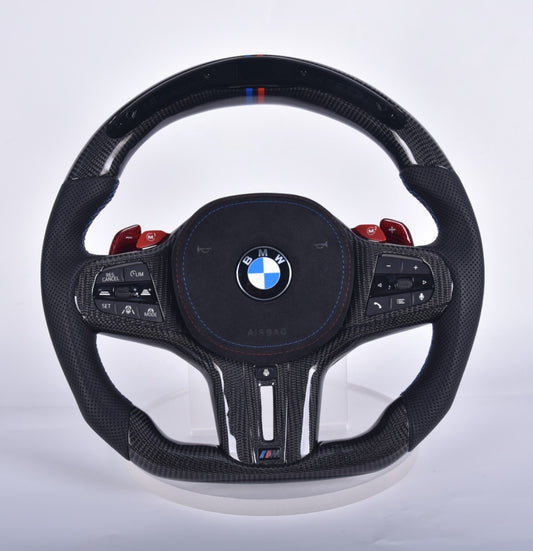 77MODS BMW M Style Customisable Carbon Fibre / Alcantara / LED Steering Wheel